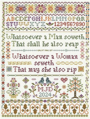 click here to view larger image of Woman Seweth Sampler - Sandra Cozzolino (counted cross stitch kit)