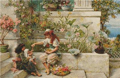 Children Playing by the Lily Pond