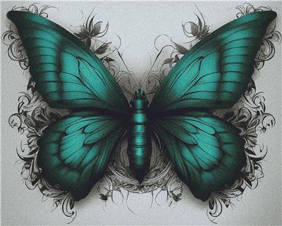 Teal Butterfly Tattoo