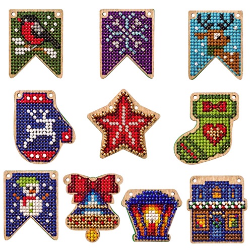 click here to view larger image of Ornament Kit/Wood - FLSW-009 (counted cross stitch kit)