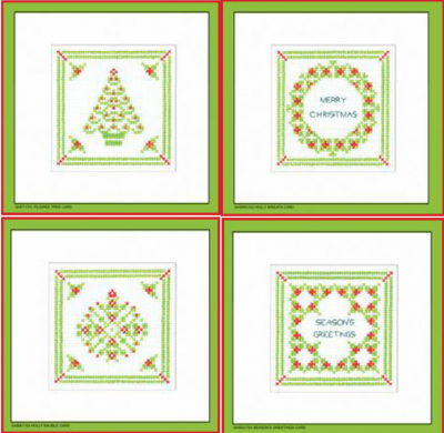 click here to view larger image of Green & Red Holly - Greeting Cards Assortment (counted cross stitch kit)