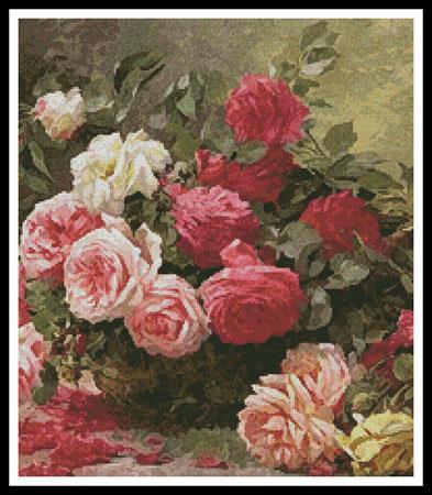 Basket of Roses Painting (Crop)
