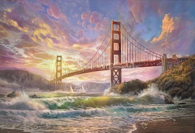Sunset on Golden Gate Bridge/Mini - Thomas Kinkade