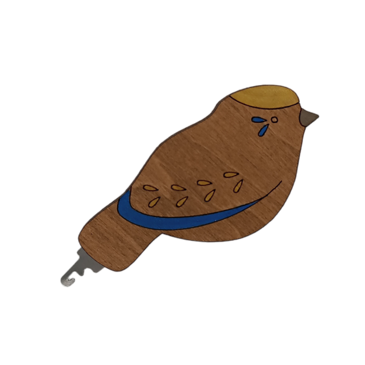 Wooden Needle Threader - Bird/Blue