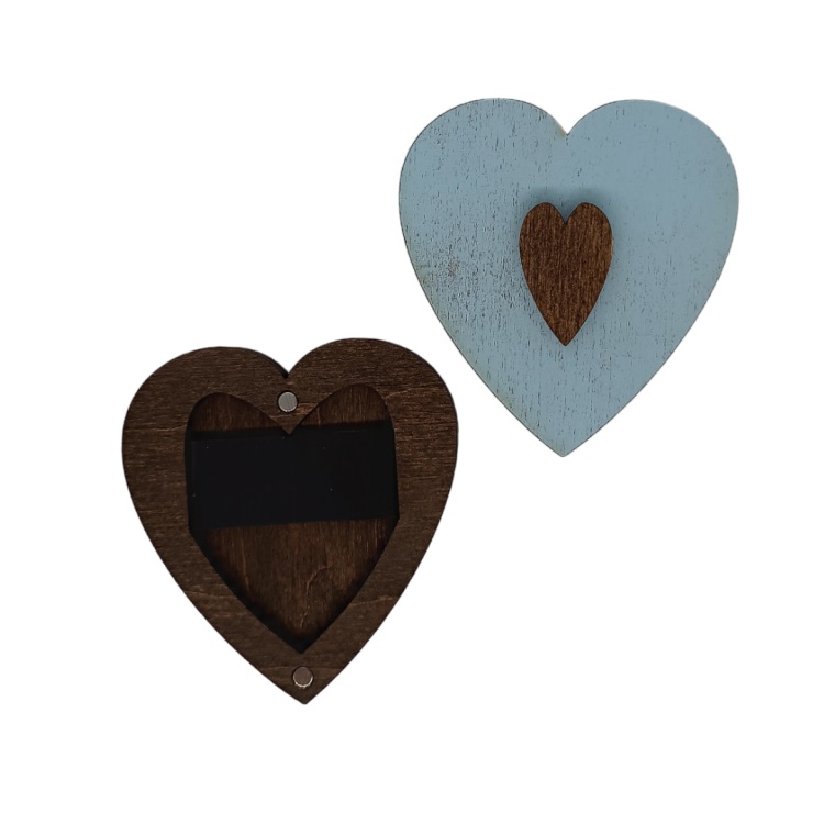 Wooden Needle Case/Blue Heart