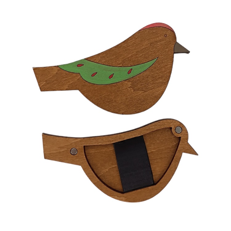 Wooden Needle Case/Green Bird