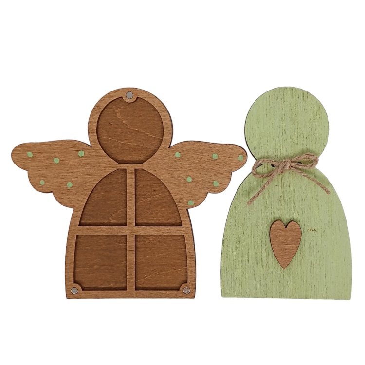 Wooden Box for Beads - Green Angel