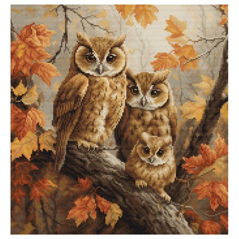 click here to view larger image of Owl's Family, The (counted cross stitch kit)