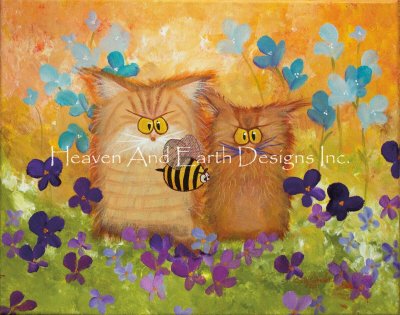 Orange Cranky Cats with Bee/Mini - Cynthia Schmidt