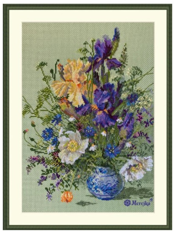 click here to view larger image of Irises and Wildflowers (counted cross stitch kit)