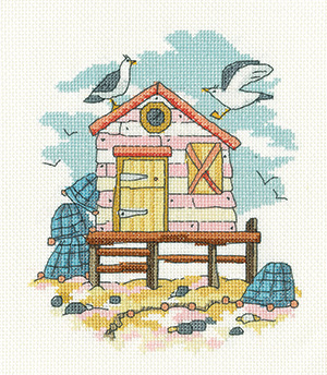 click here to view larger image of Pink Beach Hut (counted cross stitch kit)