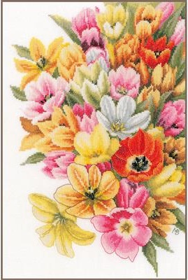 click here to view larger image of Cover Me in Tulips (counted cross stitch kit)