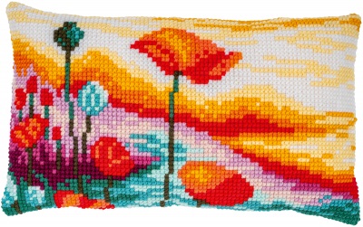 click here to view larger image of Poppies Landscape Cushion (needlepoint kit)