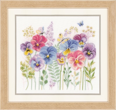 click here to view larger image of  Pansies & Grasses (counted cross stitch kit)