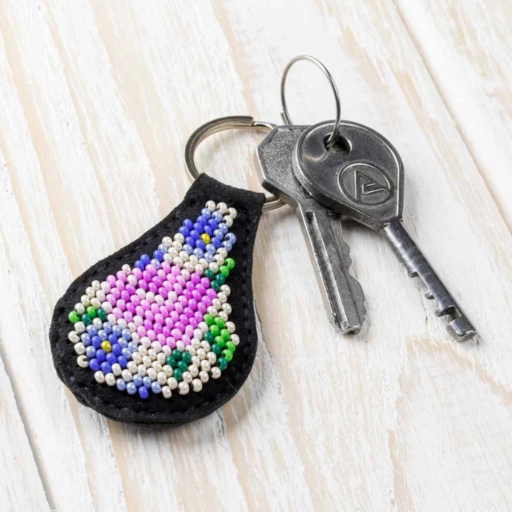 Key Ring Bead Embroidery Kit/Faux Leather - FLBB-092