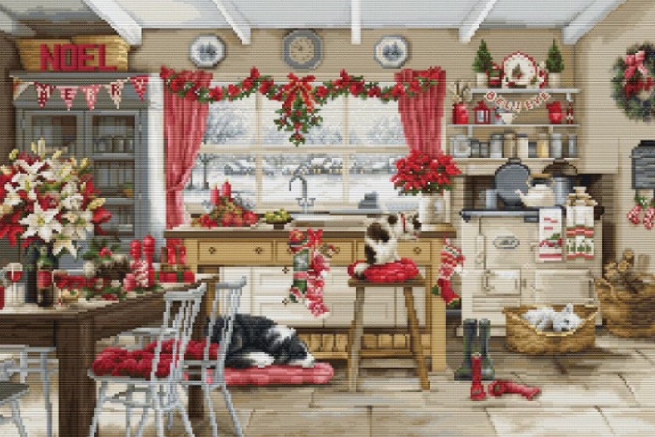 click here to view larger image of Christmas Farmhouse Kitchen (counted cross stitch kit)