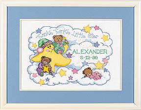 click here to view larger image of Twinkle Twinkle Birth Record (counted cross stitch kit)
