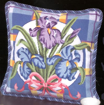 click here to view larger image of Iris on Plaid (needlepoint kits)