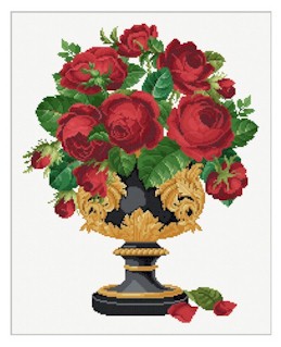 Roses in a Black/Gold Cup