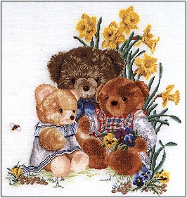 Teddy Bears and Flowers - Linen