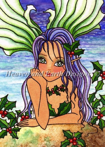 Holly Berry Mermaid - Quick Stitch