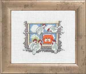 click here to view larger image of Red Cat In Window (counted cross stitch kit)