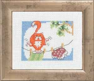 click here to view larger image of Red Cat On Clothesline (counted cross stitch kit)