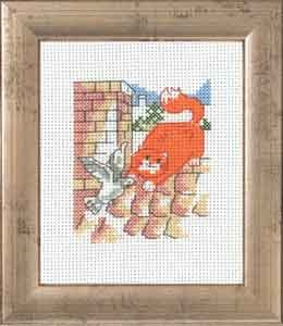 click here to view larger image of Red Cat On Roof With Bird (counted cross stitch kit)