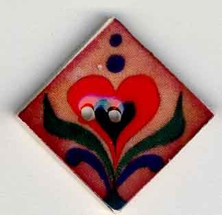 Red Heart on Terracotta Button