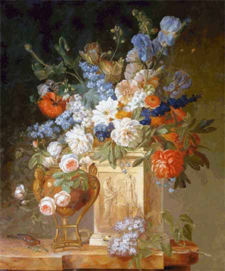 Basket and Vase of Flowers 