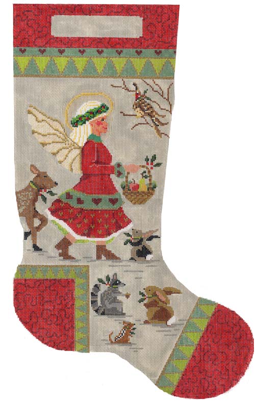 click here to view larger image of Woodland Angel Stocking (hand painted canvases)