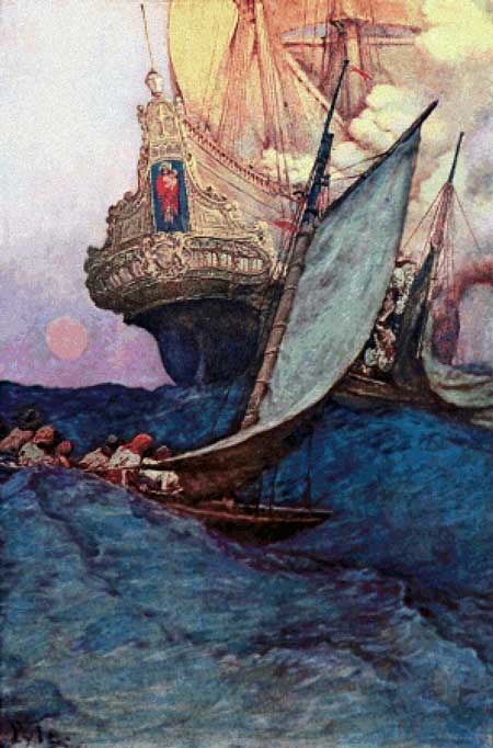 An Attack on a Galleon - Howard Pyle	