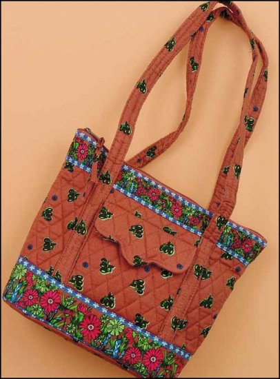 Ashley Quilted Tote - Tractor Print on Rose