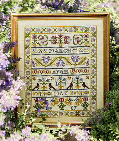 click here to view larger image of Spring Band Sampler Kit - 32ct Linen (counted cross stitch kit)