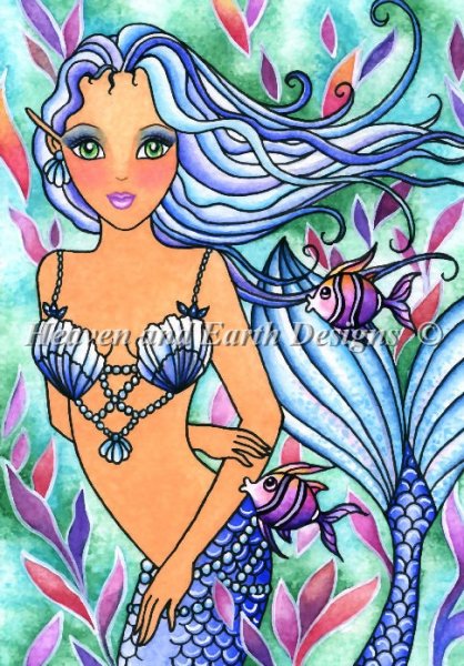 click here to view larger image of Caribbean Blue Mermaid - Quick Stitch - Nadia Tate  (chart)