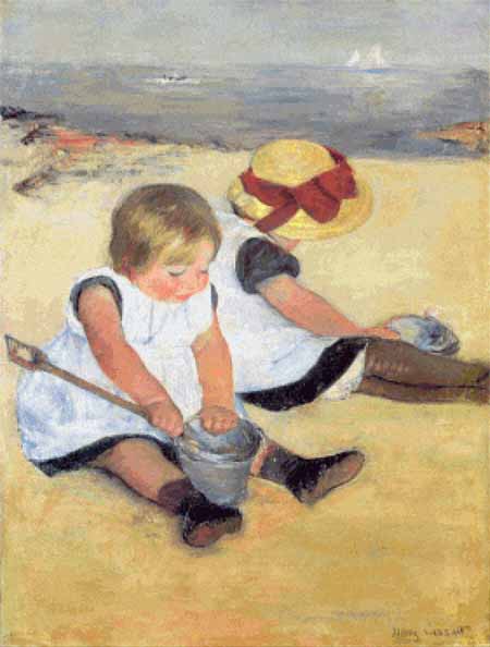 Two Children at the Seashore - Mary Cassatt	