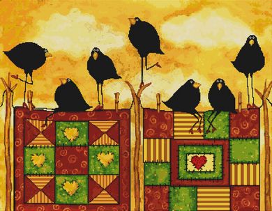Quilting Crows (w/stitched background)