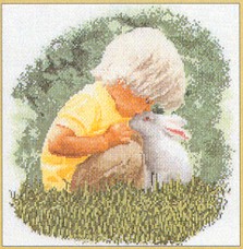 Little Boy with Bunny - Linen