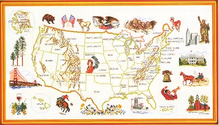 click here to view larger image of USA Map (counted cross stitch kit)