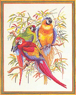 click here to view larger image of Three Parrots (counted cross stitch kit)