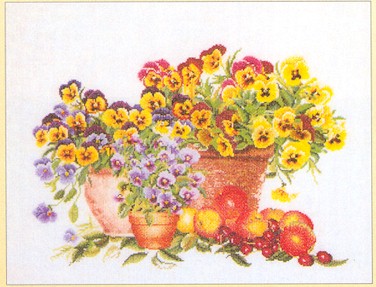 click here to view larger image of Pansies, Pansies, Pansies (counted cross stitch kit)