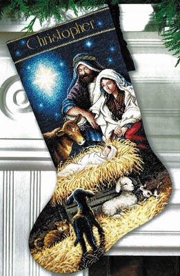 click here to view larger image of Holy Night Stocking (counted cross stitch kit)