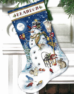 click here to view larger image of Snowman & Friends Stocking (counted cross stitch kit)