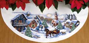 click here to view larger image of Sleigh Ride Tree Skirt (counted cross stitch kit)
