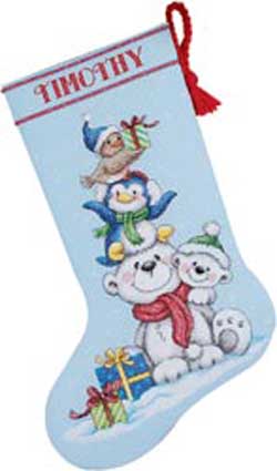 click here to view larger image of Stack of Critters Stocking (counted cross stitch kit)