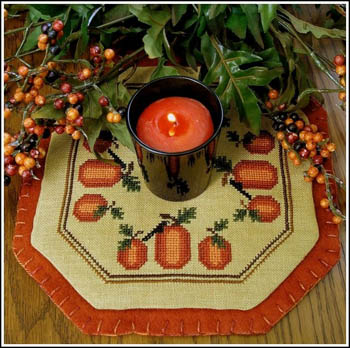 click here to view larger image of Little Candle Mats - Pumpkin Harvest (chart)