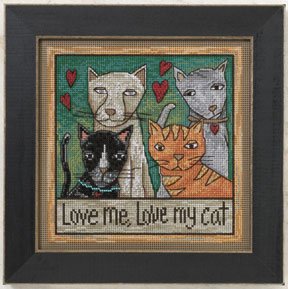 click here to view larger image of Love Me Love My Cat (counted cross stitch kit)