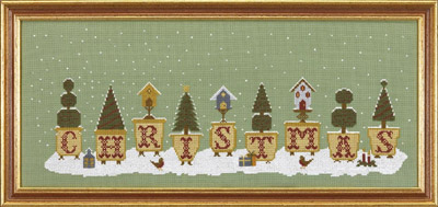 click here to view larger image of Christmas Pots (Kit) - 32ct Linen (counted cross stitch kit)