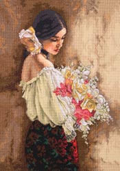 click here to view larger image of Woman with Bouquet (counted cross stitch kit)
