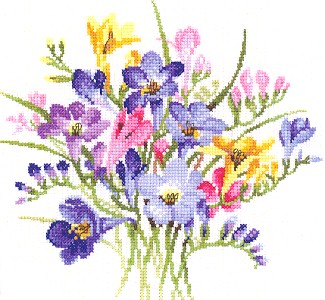 click here to view larger image of Freesia Posy - kit (counted cross stitch kit)